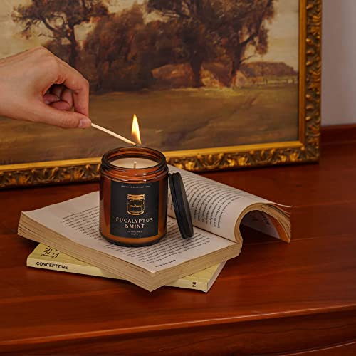 Timeyard Scented Candle Eucalyptus Mint, Cool Eucalyptus Candles Gift Optimizate Home Air, Farmhouse Jar Candle, Awaken And Clean Mint Scented Soy Candles With 1 Cotton Wick, 45H Burn Time, 7Oz #TOP3