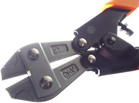 Tech Team #00701 8” Mini-Bolt Cutter, For Snipping Wire, Cable, and Chain, Spring Loaded Return and Comfortable Grips