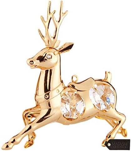 Matashi 24K Gold Plated Crystal Studded Reindeer Ornament