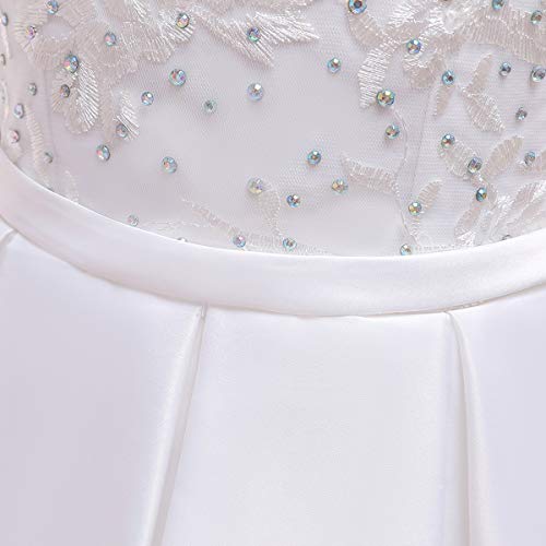 FMYFWY Girls Applique Tulle Lace Long Sleeve Dress Princess Wedding Birthday Pageant Party Communion Prom Long Maxi Ball Gown4