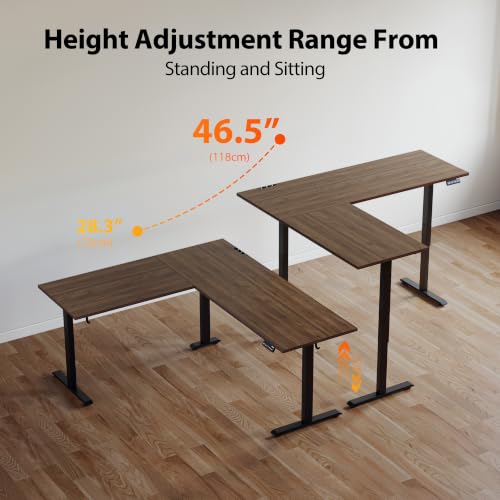 Image of Agilestic L-Shaped Standing Desk Adjustable Height, Electric Corner Standing Desk, Sit Stand Up Desk, 75x61 inch Sit Stand Computer Table, Dark Walnut