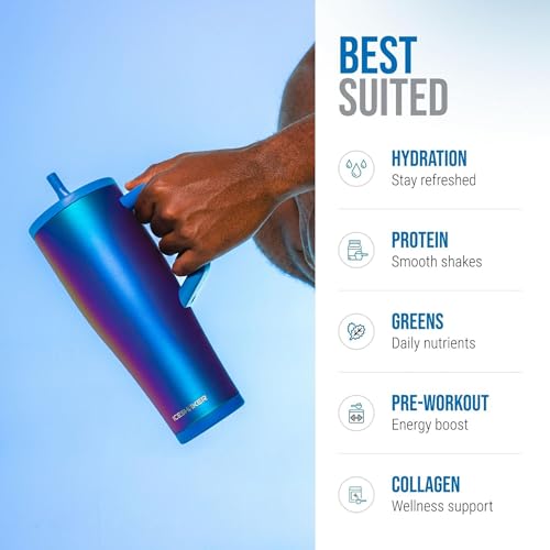 Image of Ice Shaker 40 oz Tumbler with Handle and Straw | 40oz Wisteria | Cold for 30+ Hours | 2-in-1 Tumbler Shaker Bottle | Odor-Free 40 ounce Bottle for Water, Protein Shakes, Smoothies, Cocktails