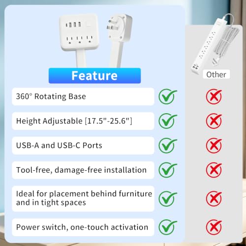 Extensión con toma giratoria 180° con 3 AC y 4 USB miniatura 7
