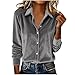 Button Down Velvet Shirts for Women Fashion Classic Fit Dress Shirt Work Business Casual Long Sleeve Blouse Tops Gray