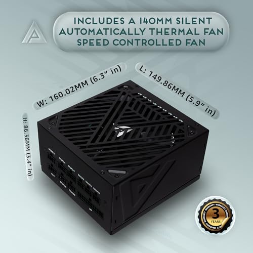 Image of Apevia ATX-SL1000W Soul 1000W Fully Modular Power Supply ATX 3.0 & 3.1 Compatible, PCIe 5.1 12V-2x6 Connector, ATX Active PFC, DC to DC Converter Design, 140mm Silent Fan, RoHS Compliance