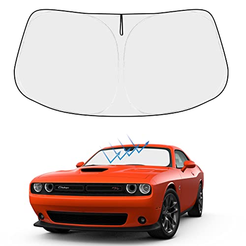 Image of Proadsy 2026 Upgrade Front Windshield Sun Shade Foldable Sunshade Protector Custom Fit 2015-2023 Dodge Challenger Coupe, SRT Hellcat, Redeye, Widebody, SXT, RT Scat Pack, GT, RT, TA Coupe Accessories