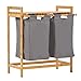 Organize Kosz na bieliznę z bambusa - 2 przegródki 30 l z tkaniny - Kosz łazienkowy - Pojemnik do przechowywania pralni - 64x33x73cm - Szary
