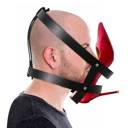 OnundOn BDSM Kopf-Geschirr Fetisch-Stiefel Leder Gürtelmaske Pferdekopf Fesselgurte Schuhfetisch Sockenfetisch Bondage Set Sklaven Sexspielzeug für Paare