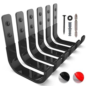 Garage Hooks 4 Inch, 6 Pack Garage Heavy Duty Wall Hooks for Hanging, Ladder Hangers for Garage Wall Mount, Steel J Utility Hooks, Garden Hose Holder Tool Organizers and Storage(55lbs)
