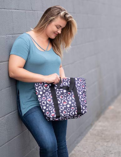 Disney Tote Mickey & Minnie Mouse Icon Polka Dot Print Travel Bag Black #TOP6