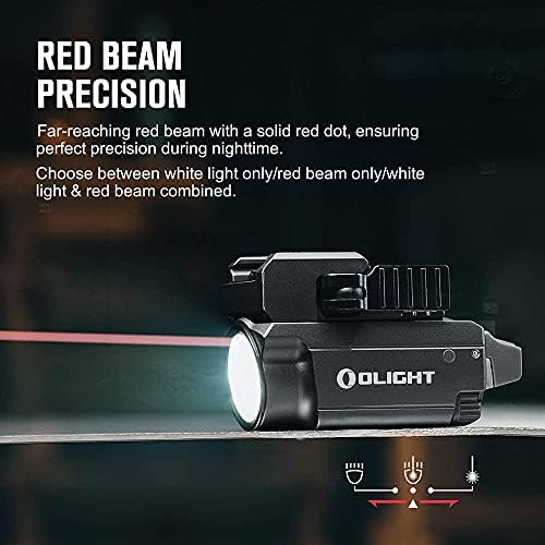 OLIGHT Baldr RL Mini Tactical Flashlight 600 Lumens with Red Beam,130M Max Throw Weaponlight Powered by Rechargeable Battery for Self-Defense, Law Enforcement-Black