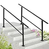 2-Pack Metal Hand Rails for Outdoor Steps, 5 Step Stair Handrail & Indoor Stair Railing Kit，Black Adjustable Railings for Outdoor Steps and Hand Rails for Porch Deck Garden