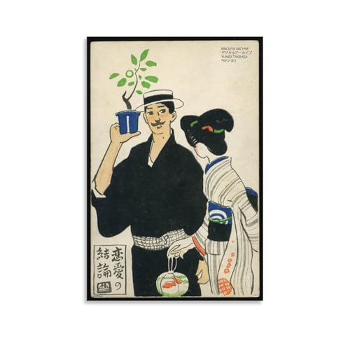 竹久夢二《夢二の絵葉書》絵画ポスター パネル キャンバスウォールアート現代 印刷 版画 壁の絵 部屋飾り16x24inch(40x60cm)