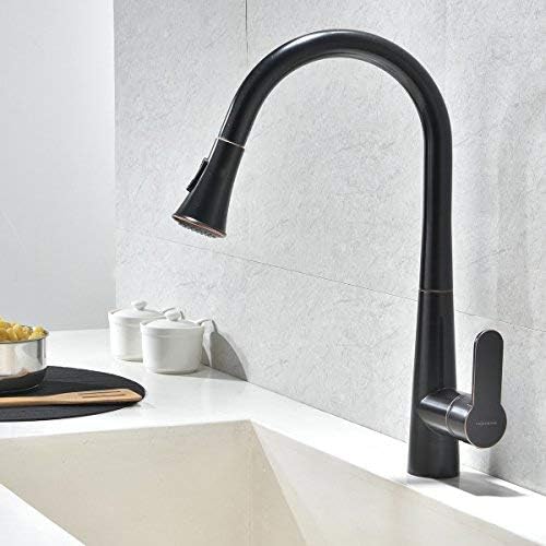 VCCUCINE Best Commercial Solid Brass Single Handle Pull Down Sprayer Oil Rubbed Bronze Kitchen Faucet, Pull Out Kitchen Faucets