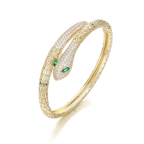 FANZE Elegant Gold Bangle Bracelet for Women, Cubic Zircon Bracelet for Brides/Bridesmaid Jewelry Gift for Wedding/Party