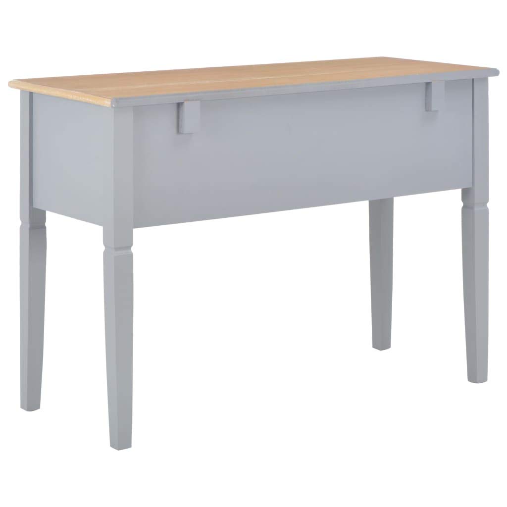Biurko szare z płyty MDF i drewna sosnowego, 109,5 x 45 x 77,5 cm, z 5 szufladami, komputer laptop, stół do biura, biura domowego, do nauki, miejsca do przechowywania i przechowywania