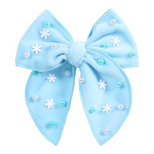 Pinza de cabello con lazo de terciopelo azul claro 5 pulg