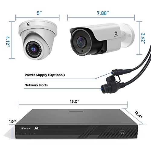 Gwsecu 16 Camera Security System Commercial, (16) 5Mp Wired Poe Cameras Outdoor/Indoor Built-In Mic, 2.8Mm Lens, Ai Human Detection,100Ft Ir Night Vision, 4K 16 Channel Nvr With 4Tb Hdd, G51616P4M01 #TOP6