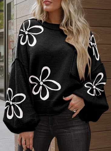 Dokotoo Women's Sweater 2025 Fall Winter Long Sleeve Casual Tops Ribbed Hem Knitwear Lantern Pullover Sweater2