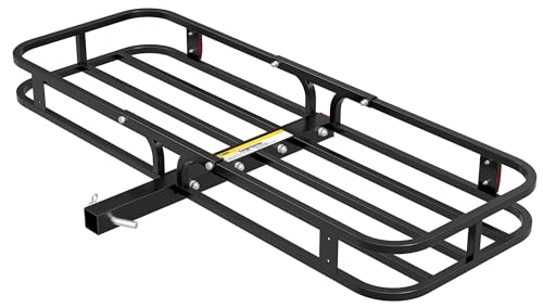 MaxxHaul 70107 53' x 19-1/2' Hitch Cargo Carrier - Trailer Mount Steel With High Side Rails For RV's, Trucks, SUV's, Vans, Cars 2' Receiver 500-lb Load Capacity , Black