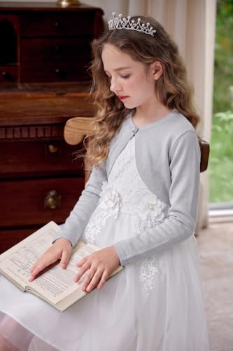 Image of Arshiner Girls Open Front Shrug Cardigan Knit Bolero with Button Closure