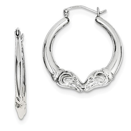 Sterling Silver Rhodium Plated Rams Head Hoop Earrings2