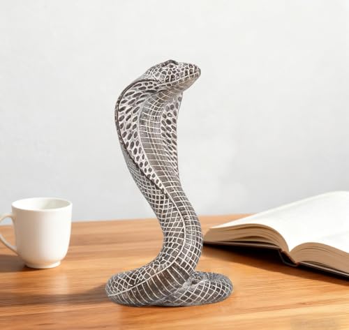 Estatua de Serpiente Cobra Realista en Resina Blanca miniatura 4
