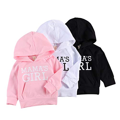 Dourbesty Toddler Boys Girls Hoodies Sweatshirt Mama's Girl Print Long Sleeve Pullover Tops Fall Winter Outfit Clothes (A-Black, 5-6T)