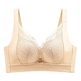 ALDOLA BH große brüste starker Halt Hellgelb Damen ohne bügel Push Up mit Spitze büstenhebe Damen T Shirt BHS verstellbarem Fitness Unterwäsche für Alltag(Größe:95C