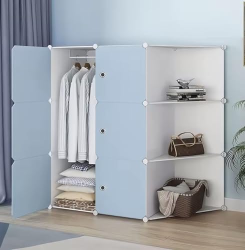 Image of Plastic Wardrobe for Kids Clothes - 6 Door Foldable Cupboard for Bedroom, Baby Clothes Storage Almirah with Doors, Collapsible Wardrobe Kids for Home (Z4 Green)
