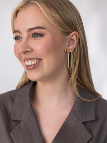 Purelei Schleifen Ohrringe – wasserfest | Elegante Bow-Ohrringe in Schlangenketten-Optik | Edelstahl & 14K/18K Vergoldung… – Ansicht 3