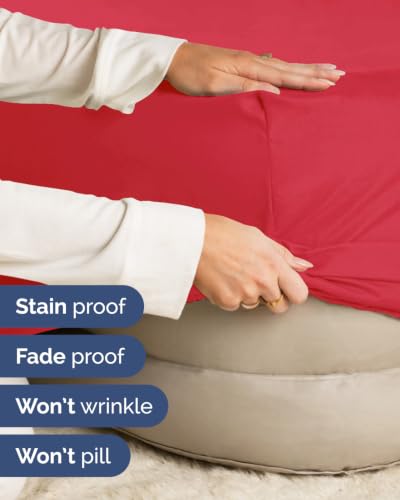 Image of Extra Deep Flex Top Split Head King Fitted Sheet - Hotel Luxury Single Fitted Sheet Only - Easily Fits 18 inch to 24 inch Mattress - Ultra Soft, Wrinkle Free w /Extra Deep Pockets - Red