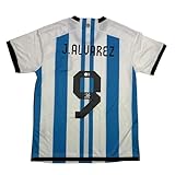 Autographed/Signed Julian Alvarez Argentina Blue/White Soccer World Cup Jersey Beckett BAS COA