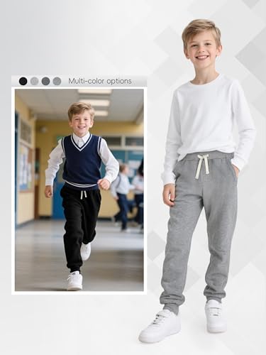 4 Pack Boys Sweatpants Joggers Cotton Athletic Sweatpants Kids Youth Joggers Pants with Pocket Drawstring 5-16Y4