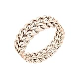Dieser Chunky Chain LIEBESKIND BERLIN Ring aus Edelstahl verleiht durch seine geflochtene Struktur, und seine flexible Form jedem Outfit einen coolen und glamourösen Look