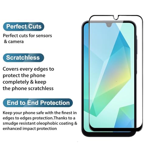 Image of HD Tempered Glass Screen Protector Compatible for Samsung Galaxy A16 5G, Samsung Galaxy A26 5G with Edge to Edge coverage and Easy Installation kit