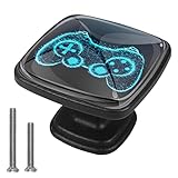 4 Pack 1.2 Inch Kitchen Cabinet Knobs Blue Video Game Controller, Black Drawer Knobs Square Knobs for Cabinets and Drawers Single Hole Cabinet Hardware Cupboard Dresser Knobs