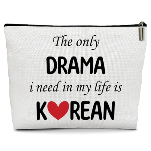Lyiibb Korean Drama Makeup Bag, Korean Drama Fans Gifts for Women, Birthday Cosmetic Bag for Zipper