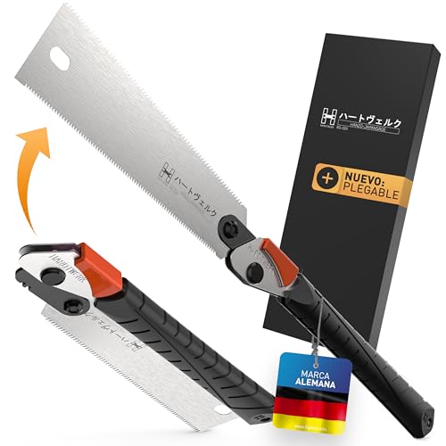 HARDTWERK Hanzo Sierra japonesa plegable [RYOBA – doble cara] 240 mm de acero al carbono SK4 (mango Super-GRIP) para bricolaje – sierra japonesa