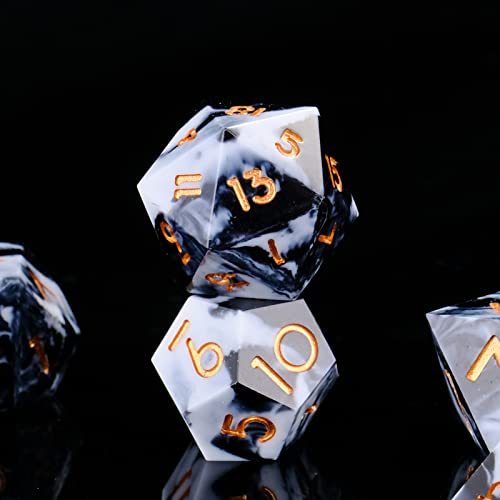 Cttasty Dice Set Resin Sharp Edge Dnd Dice Set Handmade 7Pcs Polyhedral Dice Set Dnd Rpg Mtg Role Playing Game Dice Set D&D Dice With Gift Case For Dnd Dungeons And Dragon Dice(Orcinus Orca) #TOP1
