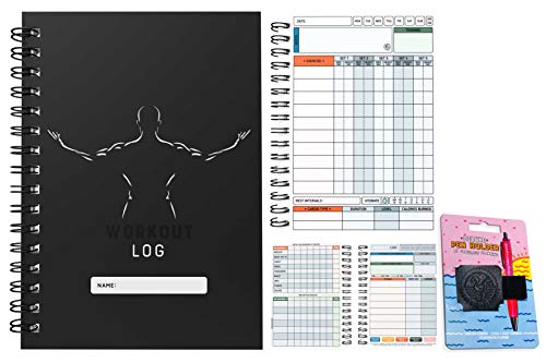 Diario per allenamento da palestra, taglia XL e XS per palestra, fitness e allenamento, set obiettivi, 1000 esercizi, diario di alta qualità (X-LARGE (A5), silhouette maschio ner