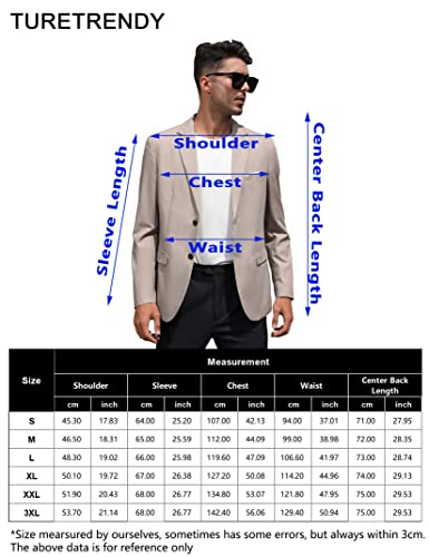 Turetrendy Men's Casual Blazer Sport Coat Two Button Lightweight Business Jackets Linen Khaki L #TOP5