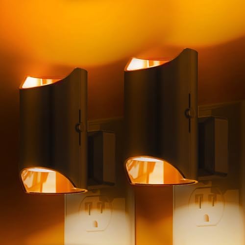L LOHAS LED Night Light, Amber Night Light, Dimmable Night Light, Light Sensor, Soft Night Light, Yellow Night Light, Sleep Light for Kids, Warm Night Light for Bedroom, Hallway, Bathroom, 2 Pack