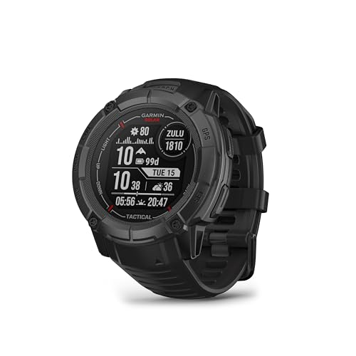 Garmin Instinct 2X Solar - Tactical Edition, Rugged GPS Smartwatch, Built-in Flashlight, Ballistics Calculator, Solar Charging Capability, Black (Renewed)