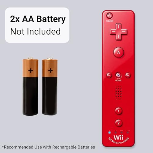 Image of Wii Remote with Motion Plus - Wireless Bluetooth Game Controller - Official Wii and Wii U Compatible - 2 Pack (Renewed) (Red)