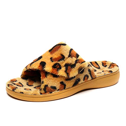 Image of SOLLBEAM Fuzzy House Slippers With Arch Support Orthotic Heel Cup Sandals For Women