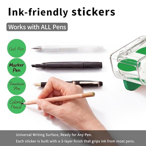 Image of 300 PCS of 1-inch Green Dot Stickers with Sticker Dispenser, Round Coding Labels Circle Dots Labels Stickers for Office, Classroom,Small Business,Papers