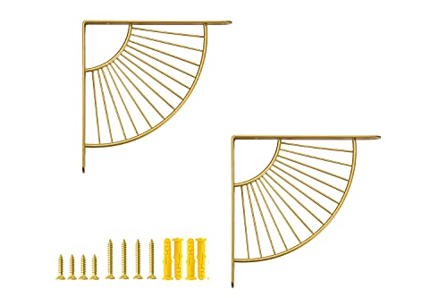 Z Metnal Mid Century Modern Shelf Brackets, Brushed Gold Shelves Bracket, Wall Decor, Modern Shelving Bracket for DIY Floating Shelves,10 inch, Gold,2 Pcs