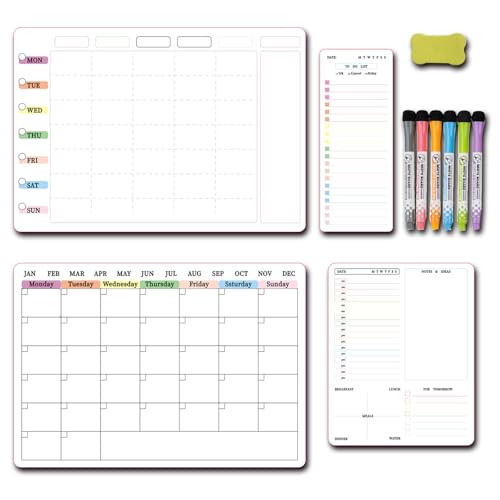 Tableau blanc hebdomadaire pour organiser les repas et l'horaire familial sur le frigo