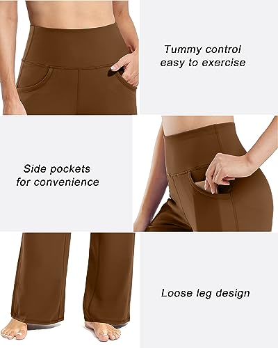Image of Promover Wide Leg Pants for Woman Yoga Pants with Pockets Stretch